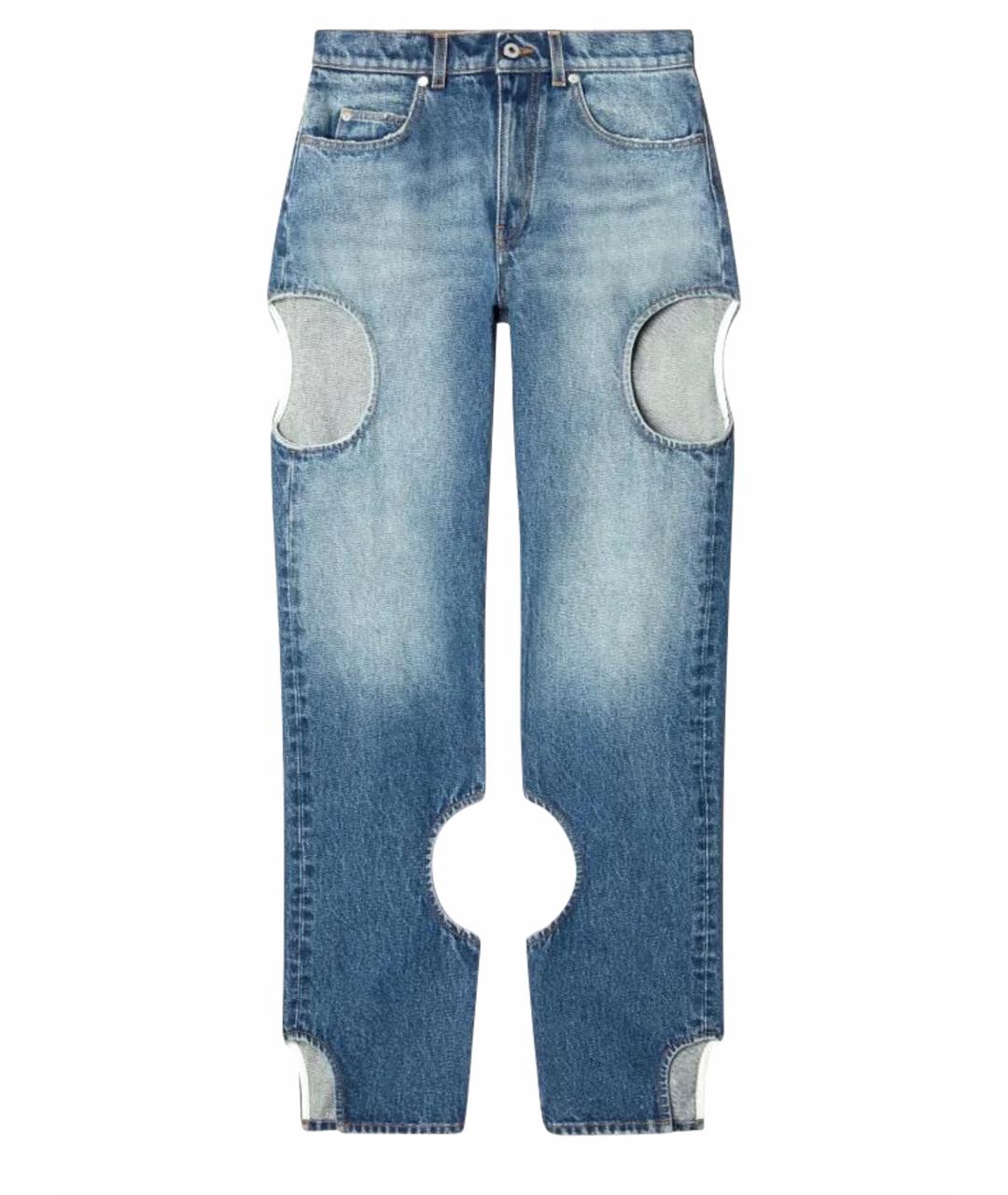 OFF-WHITE Синие хлопковые прямые джинсы, фото 1