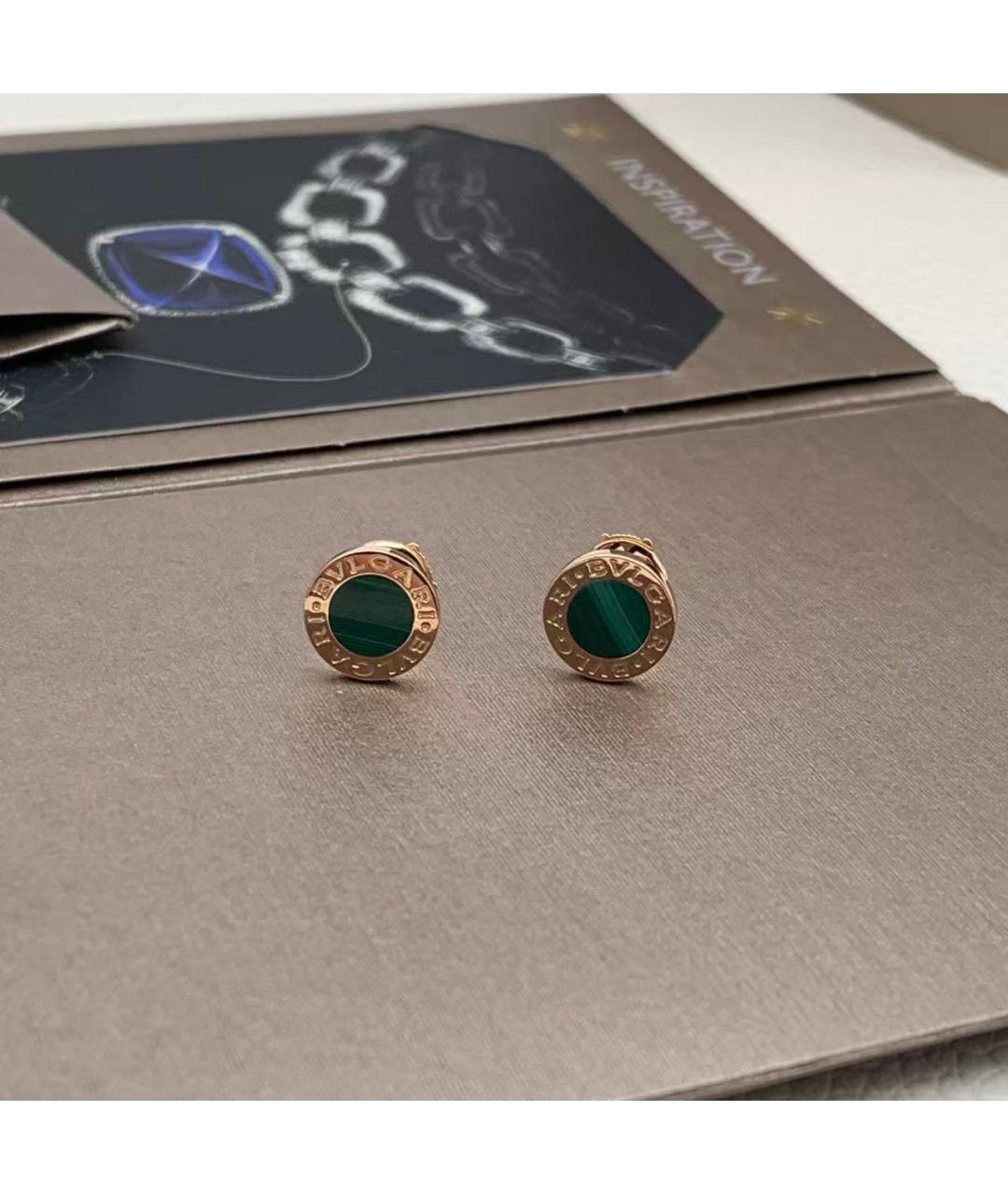 BVLGARI Зеленые серьги из розового золота, фото 2
