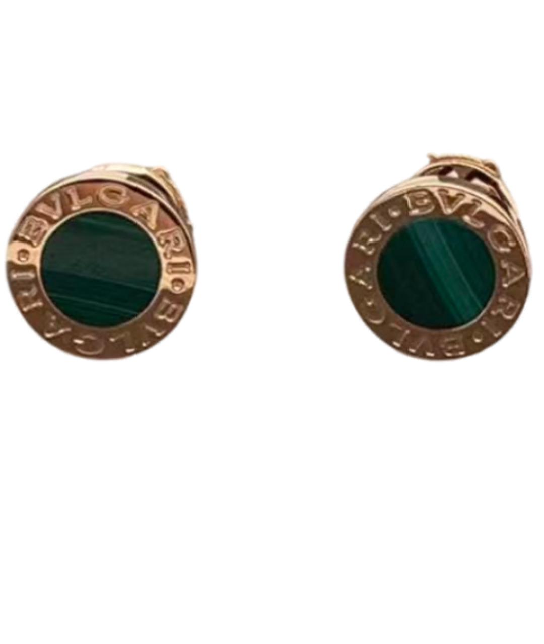 BVLGARI Зеленые серьги из розового золота, фото 1
