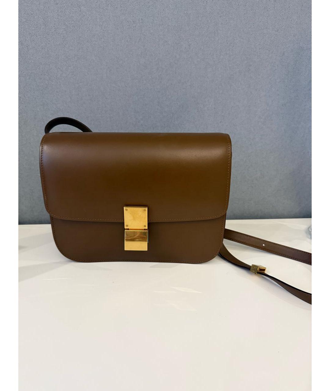 CELINE Коричневая кожаная сумка через плечо, фото 9