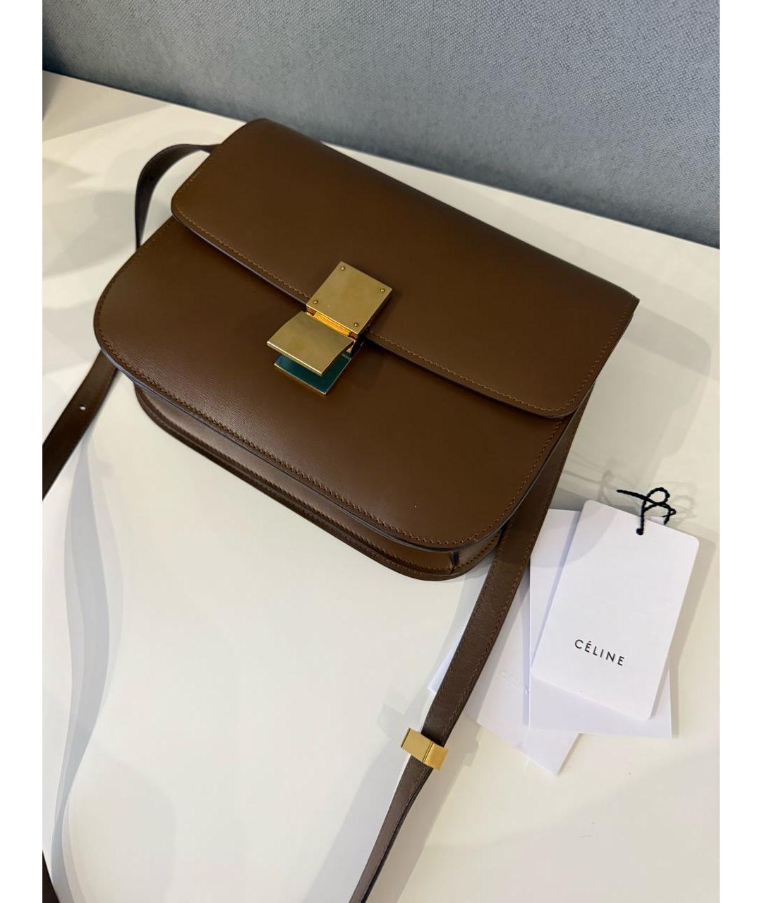 CELINE Коричневая кожаная сумка через плечо, фото 7