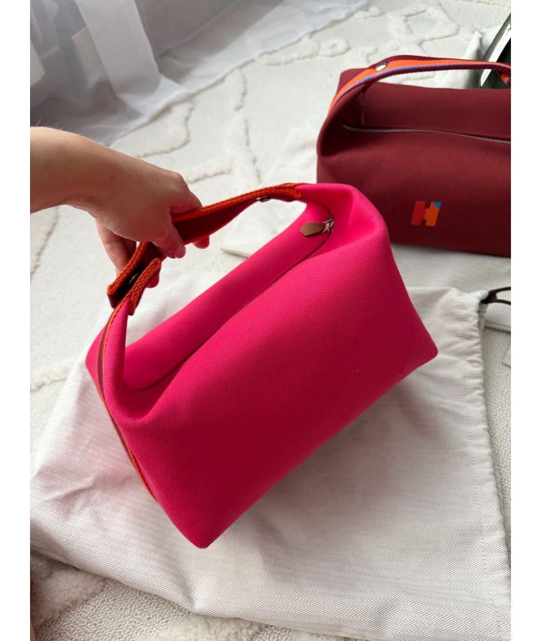 HERMES Фуксия тканевая косметичка, фото 4