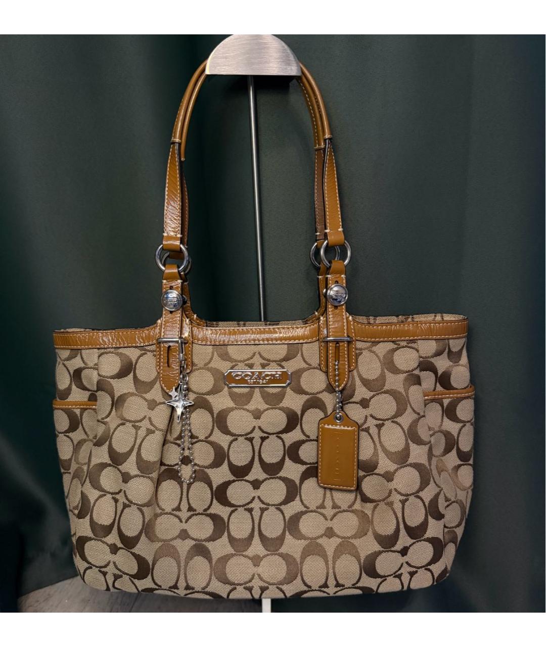 COACH Коричневая жаккардовая сумка тоут, фото 8