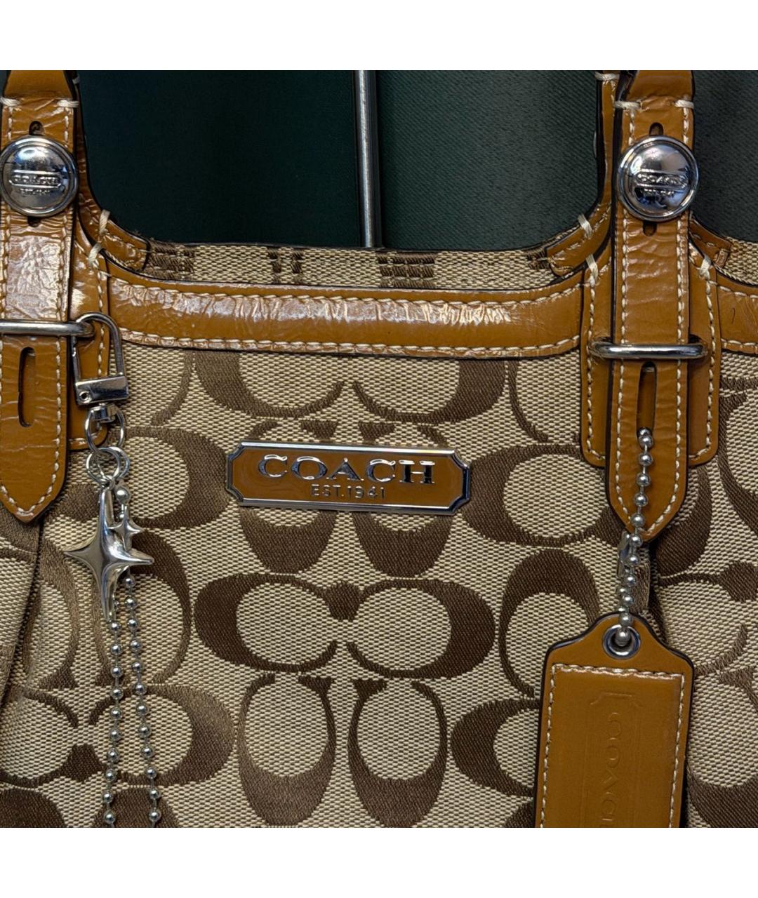 COACH Коричневая жаккардовая сумка тоут, фото 3