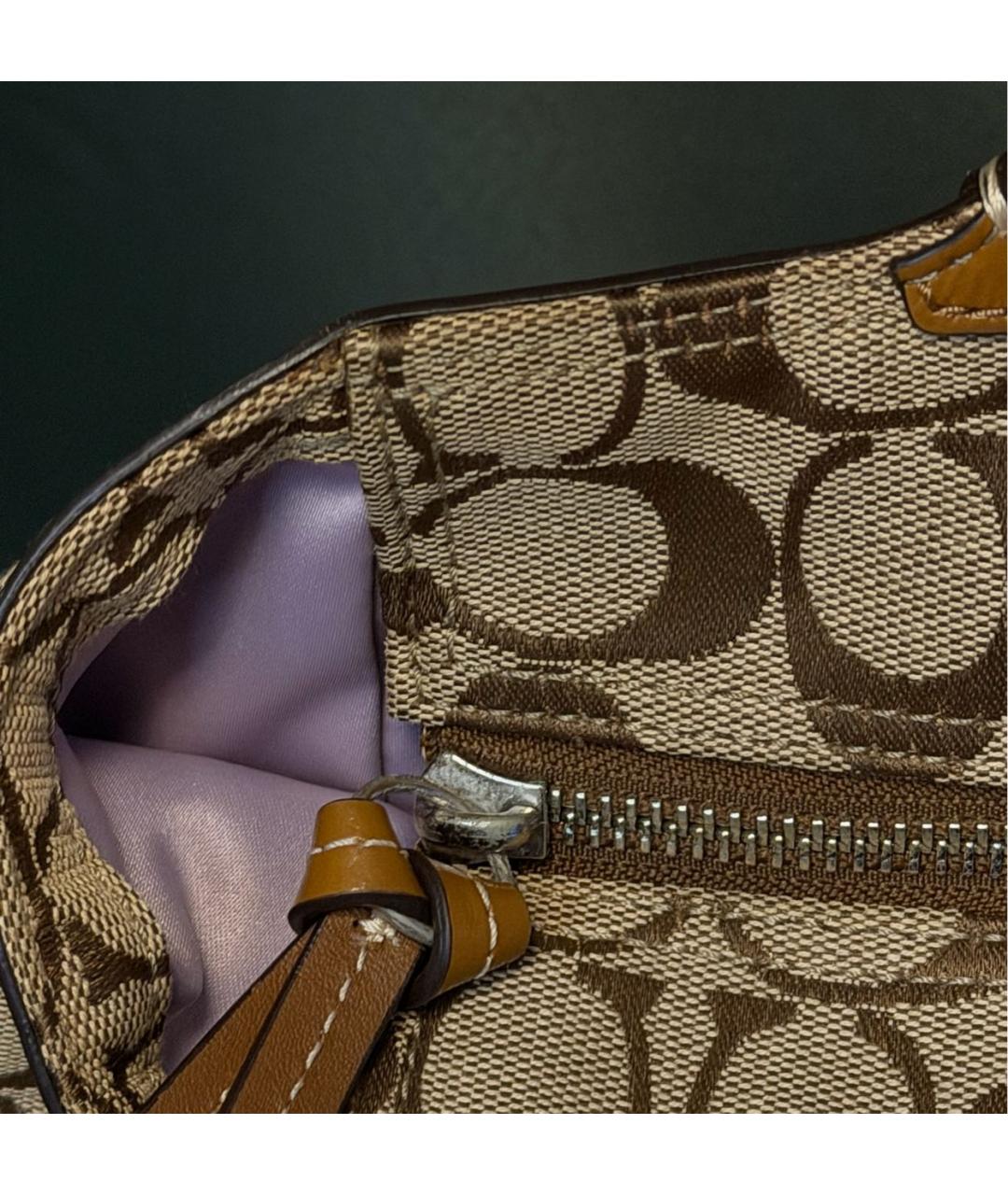 COACH Коричневая жаккардовая сумка тоут, фото 6