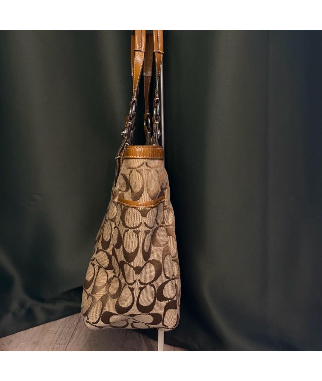 COACH Коричневая жаккардовая сумка тоут, фото 4