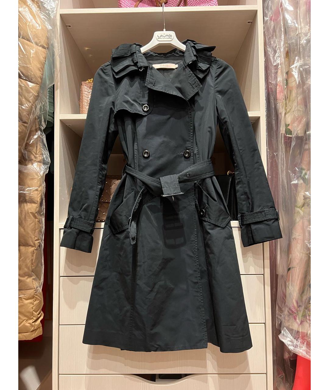 RED VALENTINO Черный хлопковый тренч/плащ, фото 9