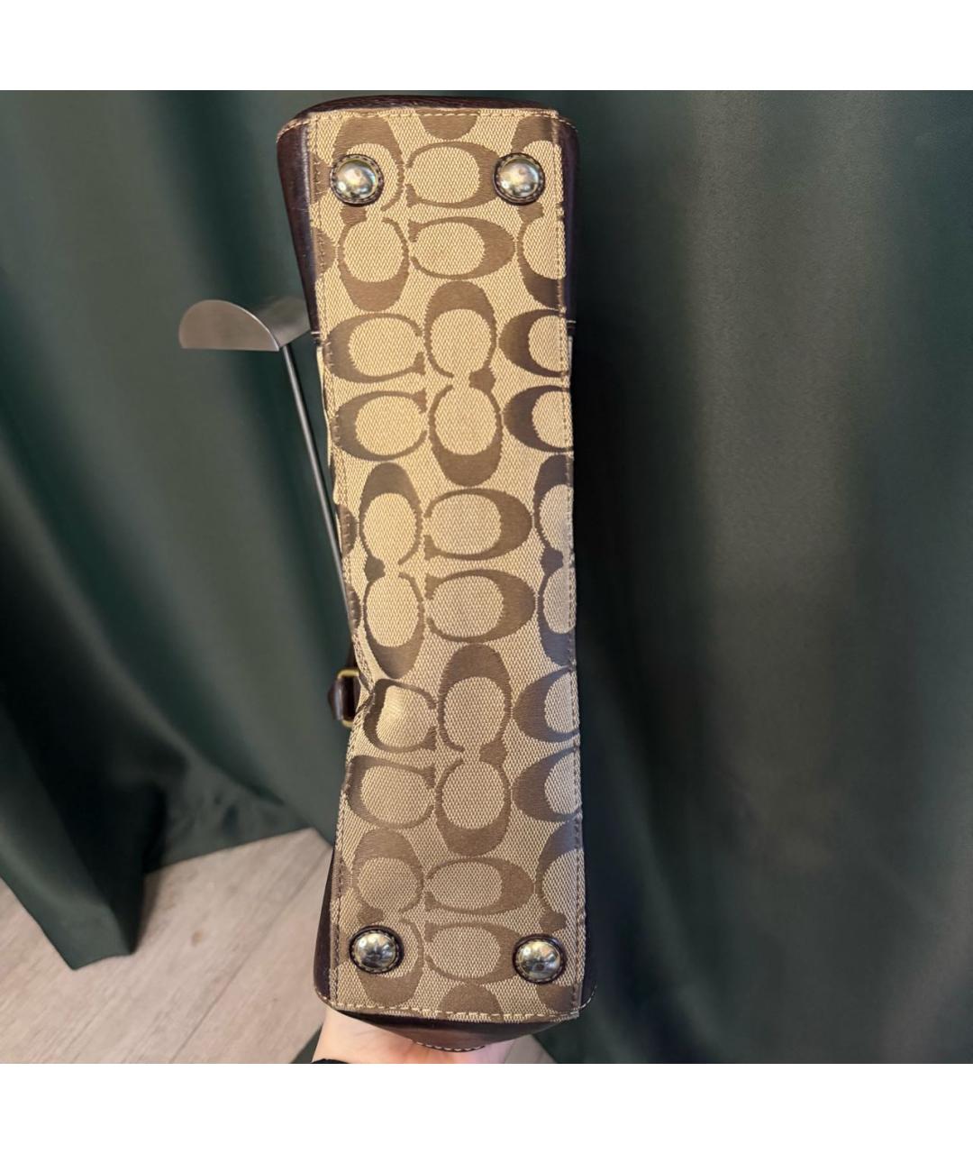 COACH Коричневая сумка с короткими ручками, фото 3