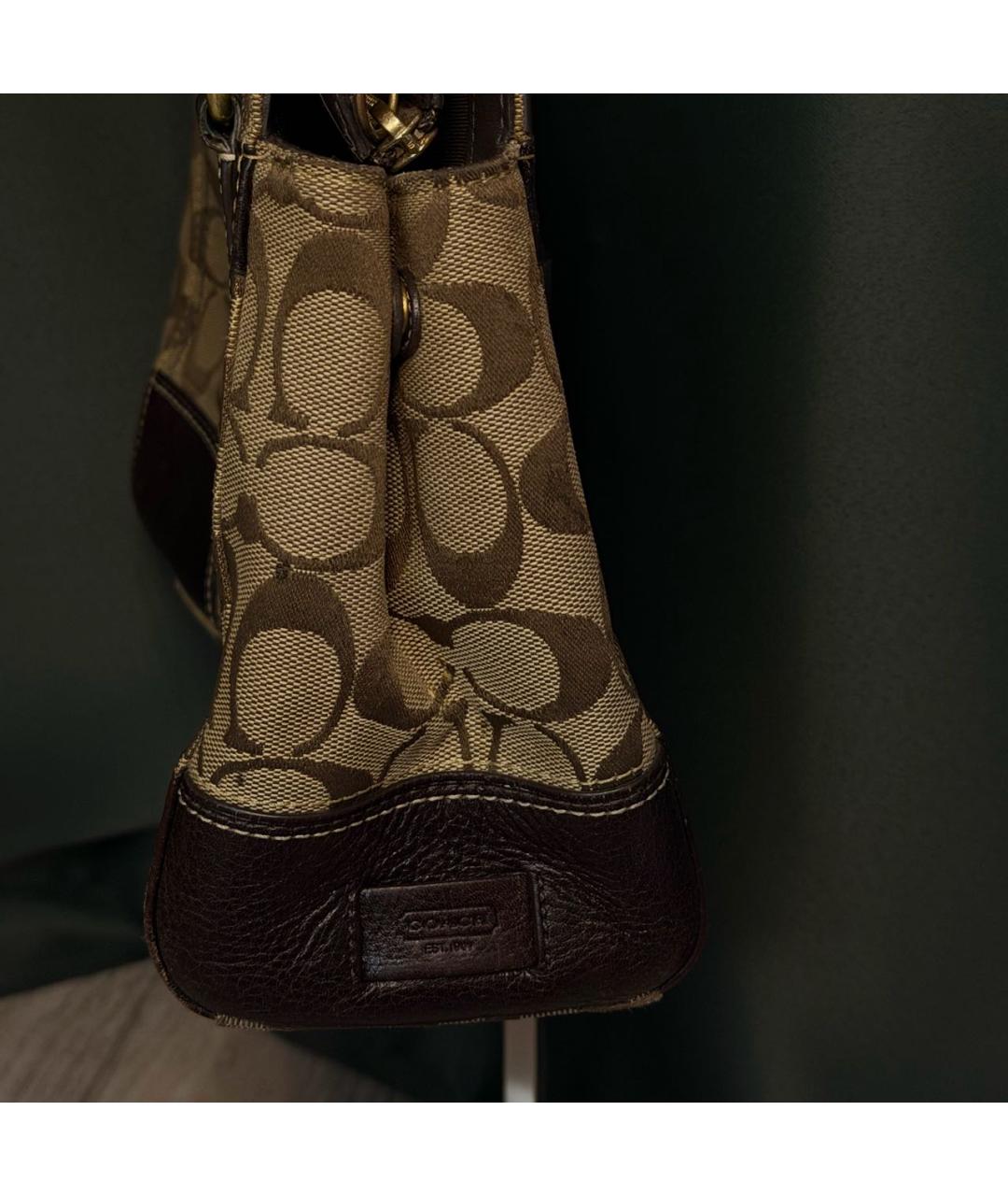 COACH Коричневая сумка с короткими ручками, фото 4