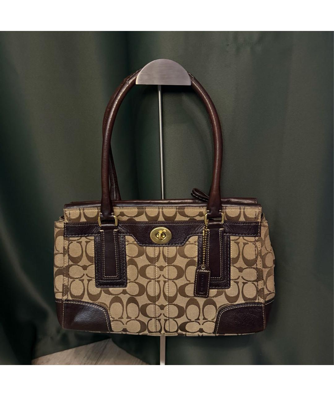 COACH Коричневая сумка с короткими ручками, фото 8