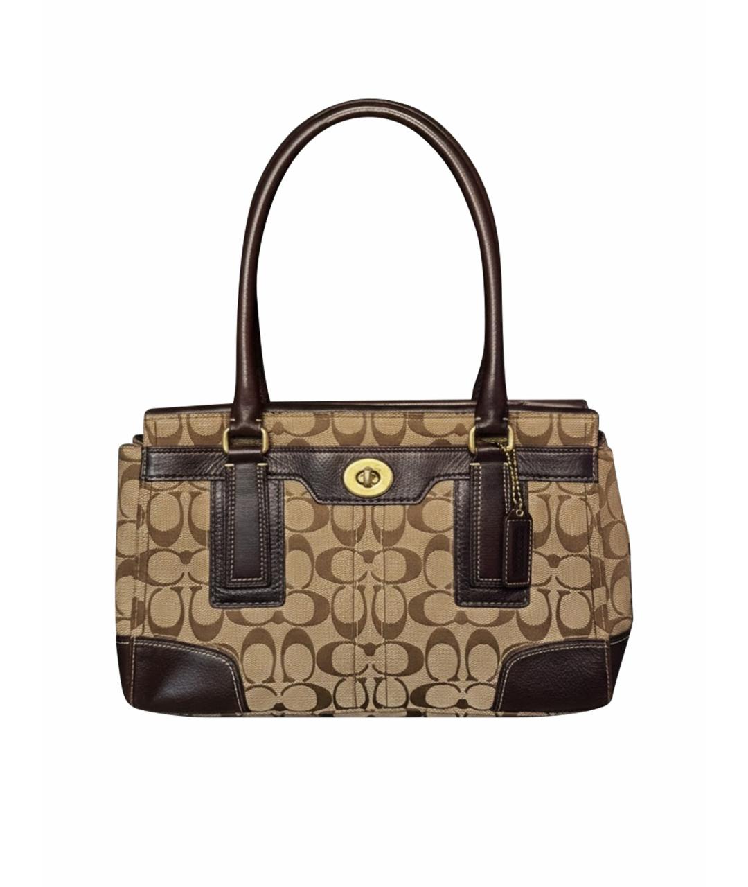 COACH Коричневая сумка с короткими ручками, фото 1