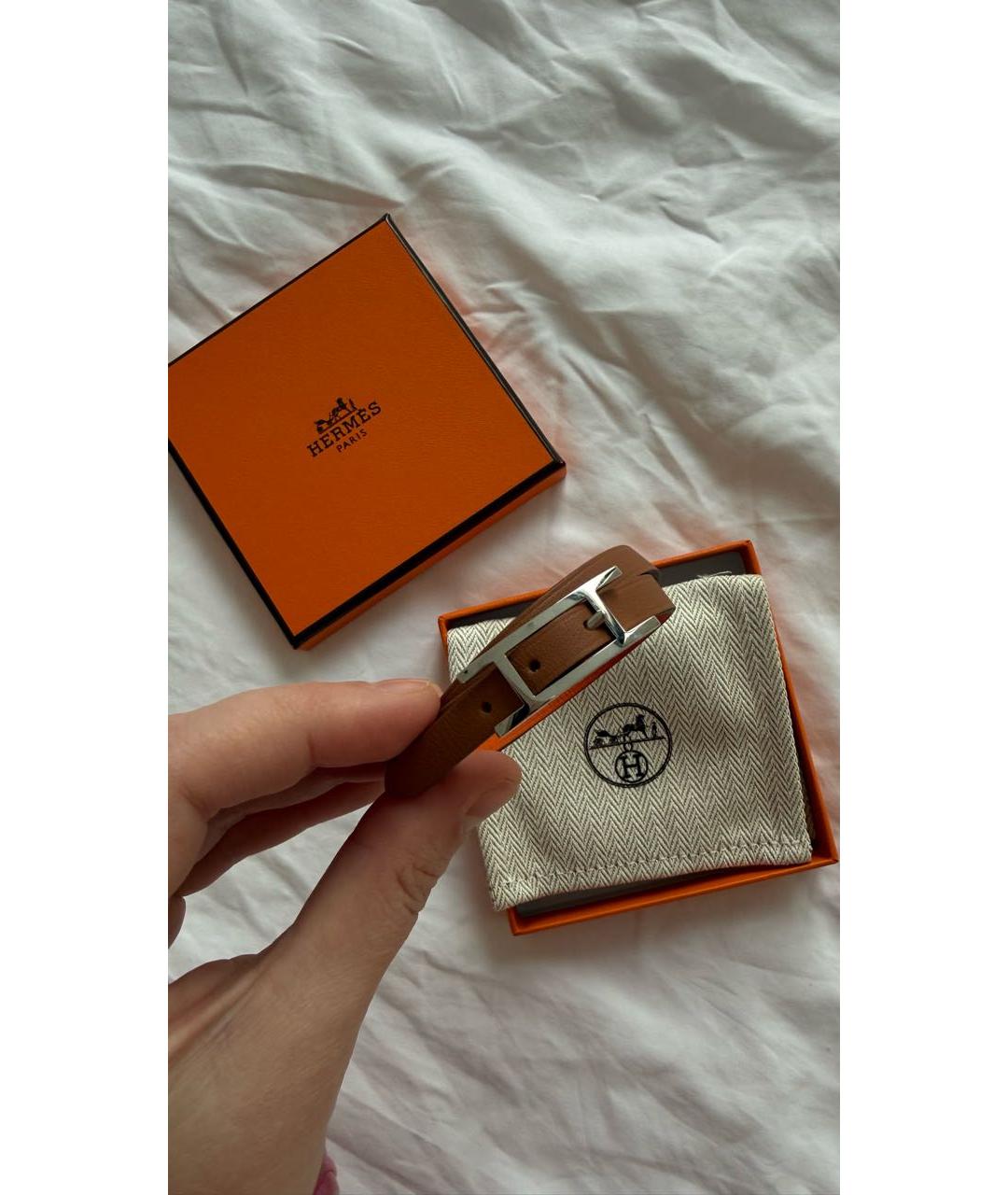 HERMES Коричневый кожаный браслет, фото 5