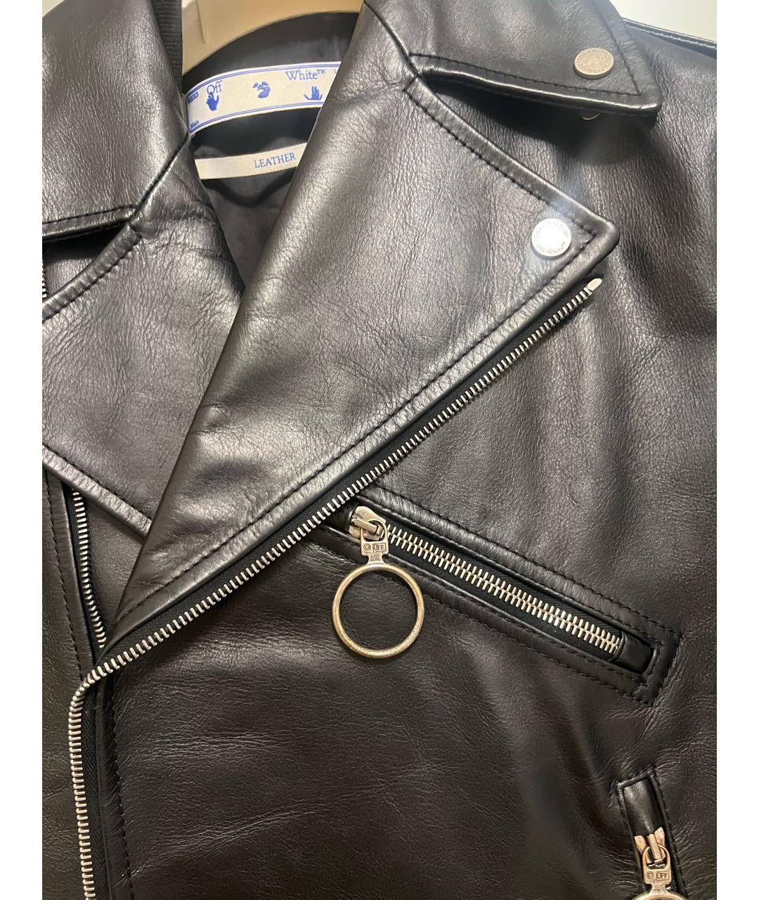 OFF-WHITE Черная кожаная куртка, фото 5