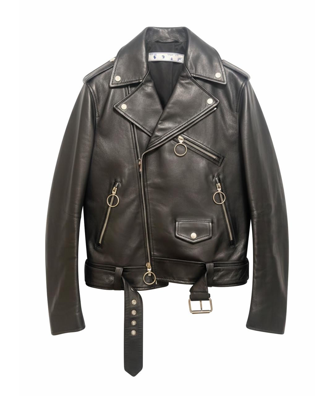 OFF-WHITE Черная кожаная куртка, фото 1