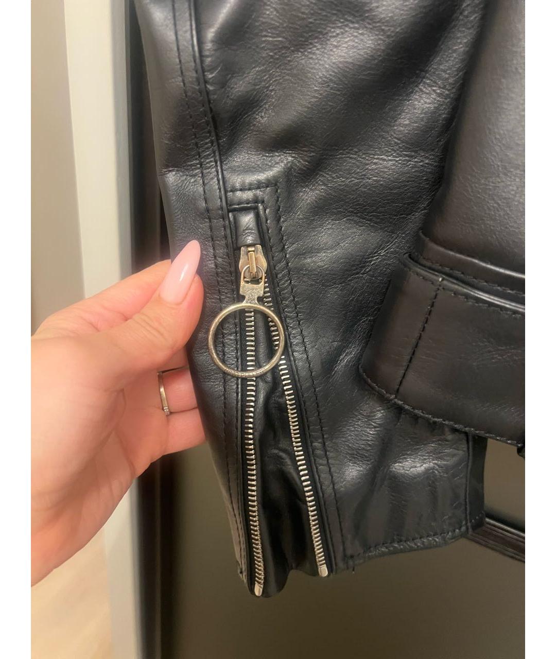 OFF-WHITE Черная кожаная куртка, фото 4