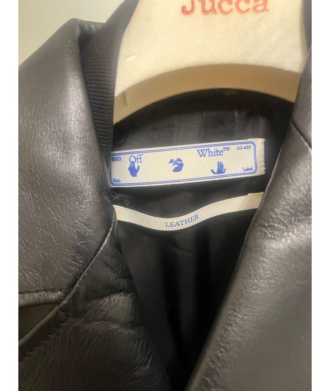 OFF-WHITE Черная кожаная куртка, фото 2