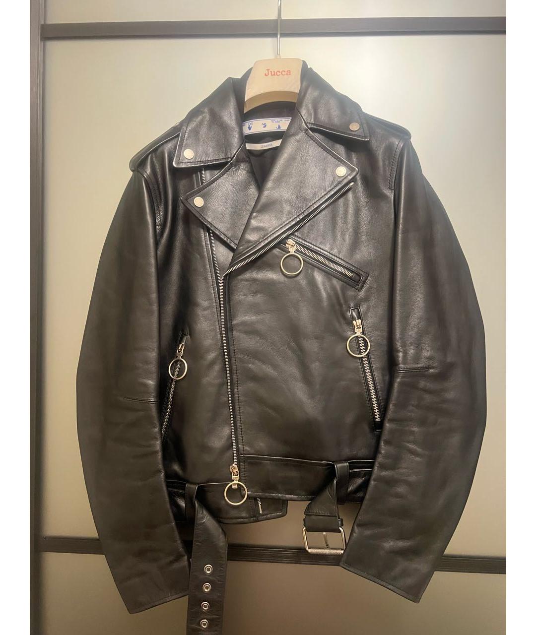 OFF-WHITE Черная кожаная куртка, фото 8
