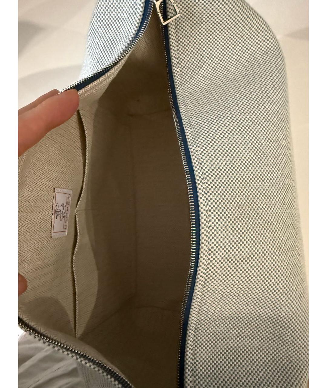 HERMES Бирюзовая тканевая косметичка, фото 4