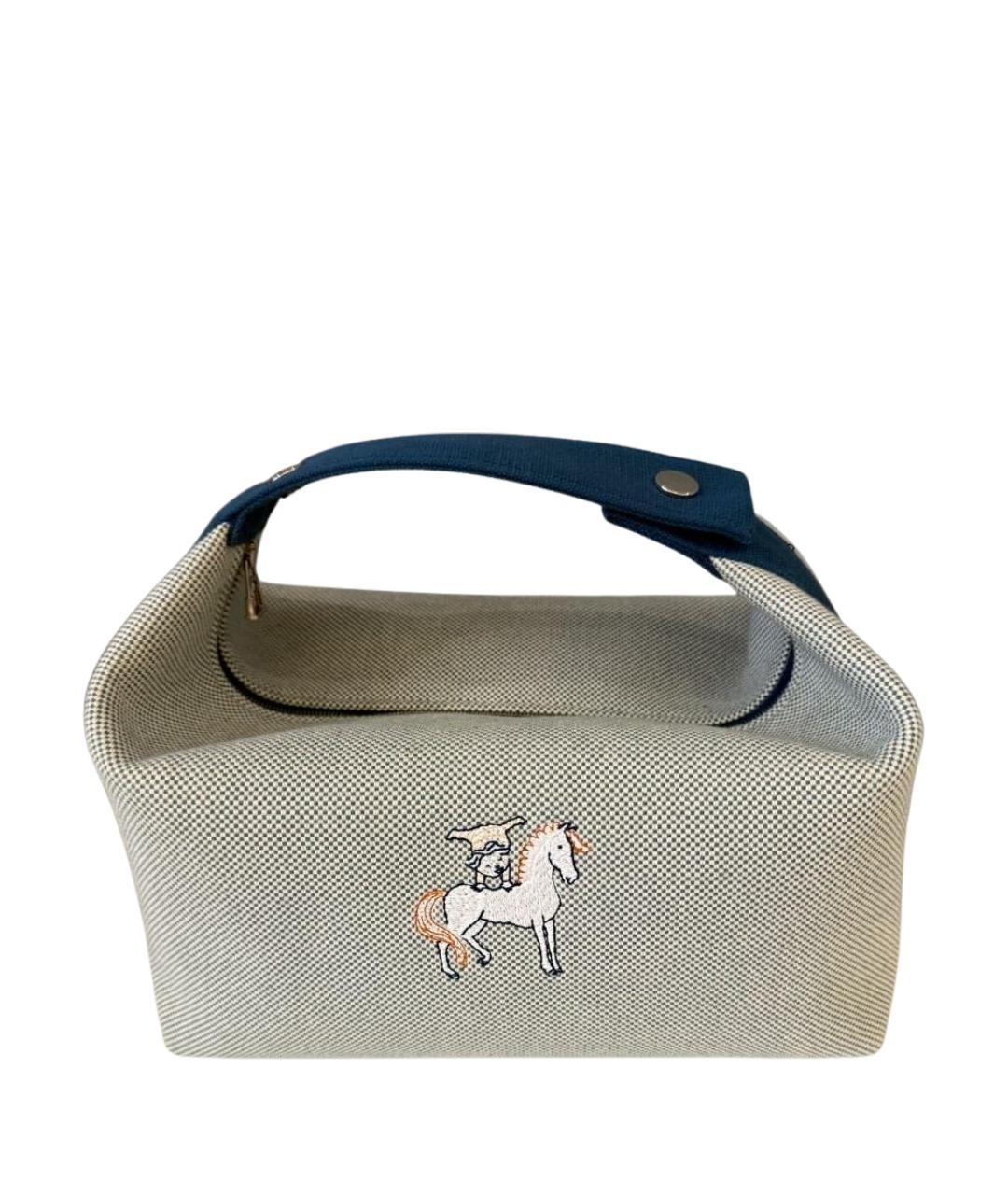 HERMES Бирюзовая тканевая косметичка, фото 1