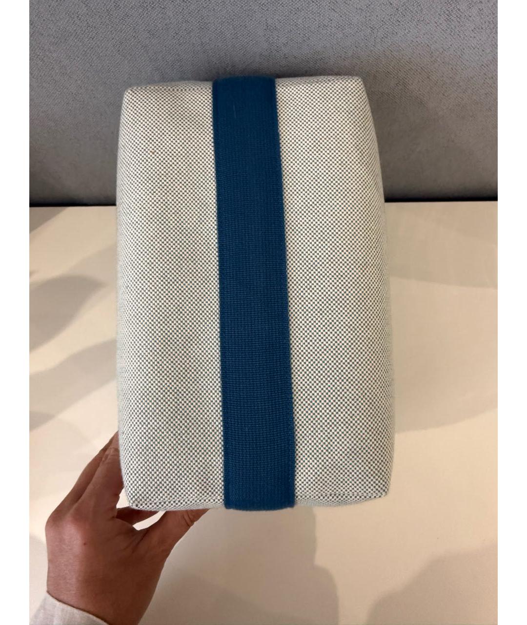 HERMES Бирюзовая тканевая косметичка, фото 7