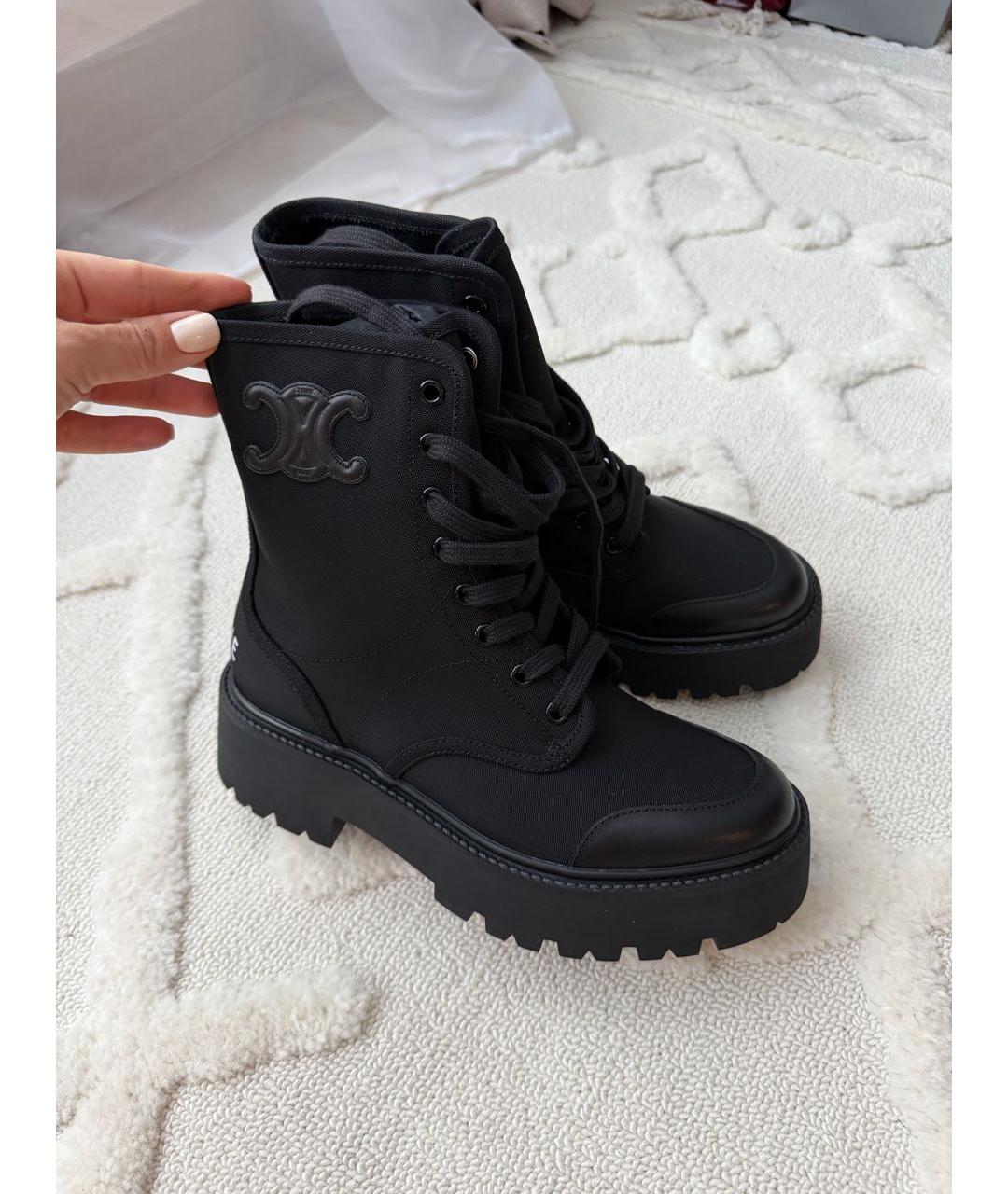 CELINE Черные текстильные ботинки, фото 2