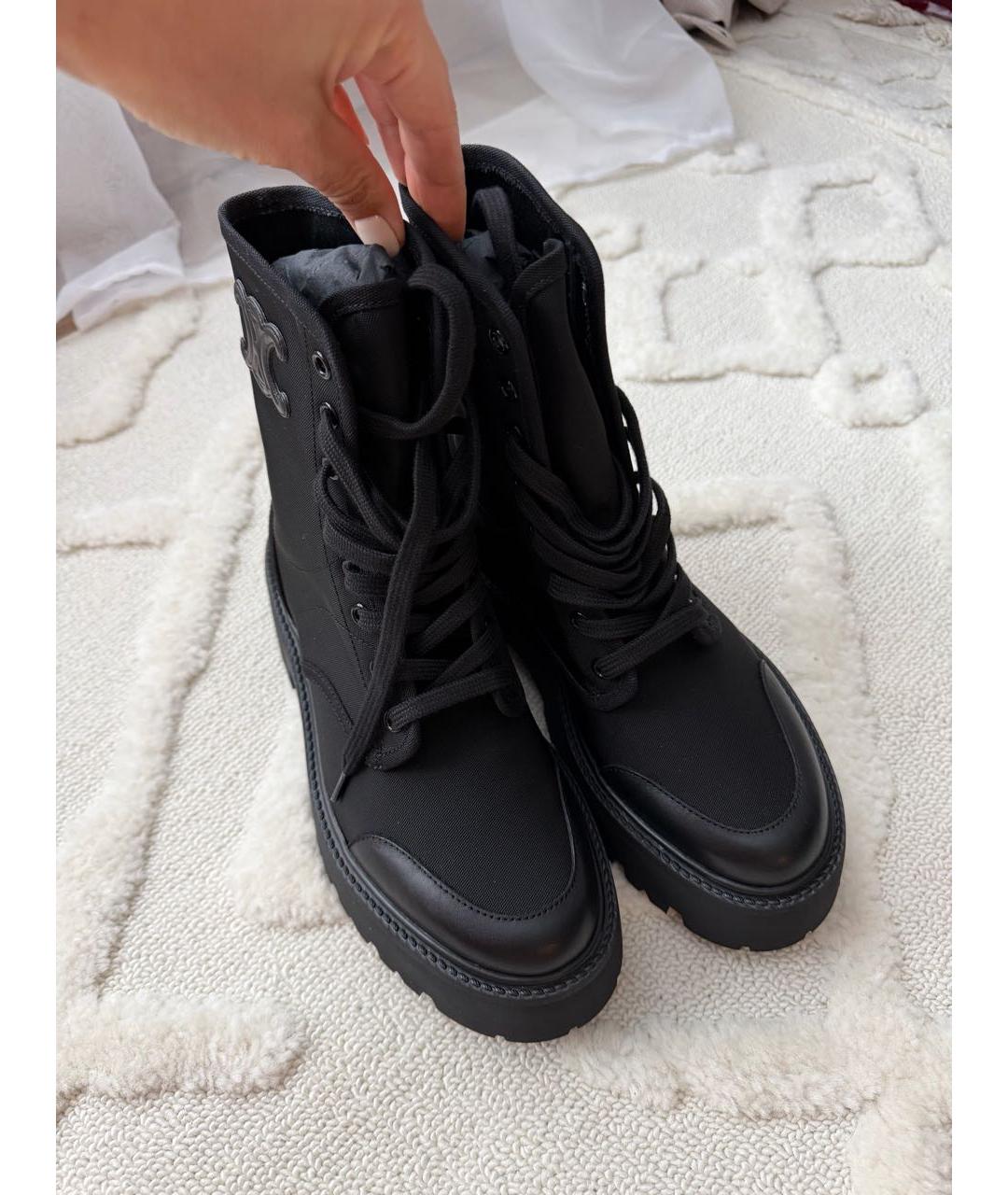 CELINE Черные текстильные ботинки, фото 3