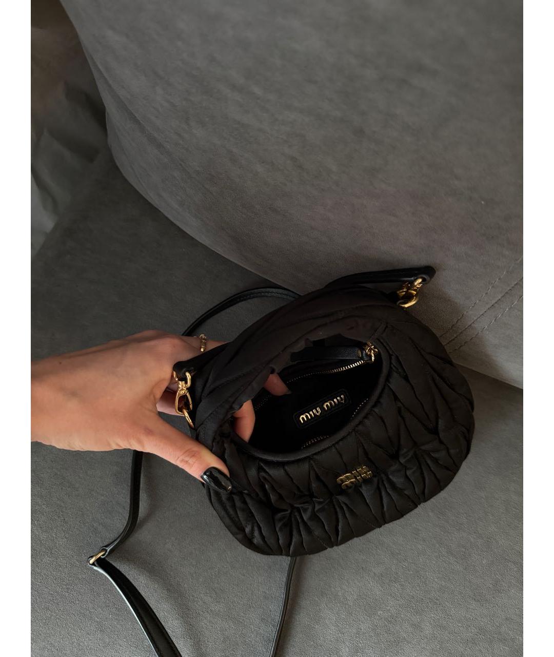 MIU MIU Черная синтетическая сумка через плечо, фото 4