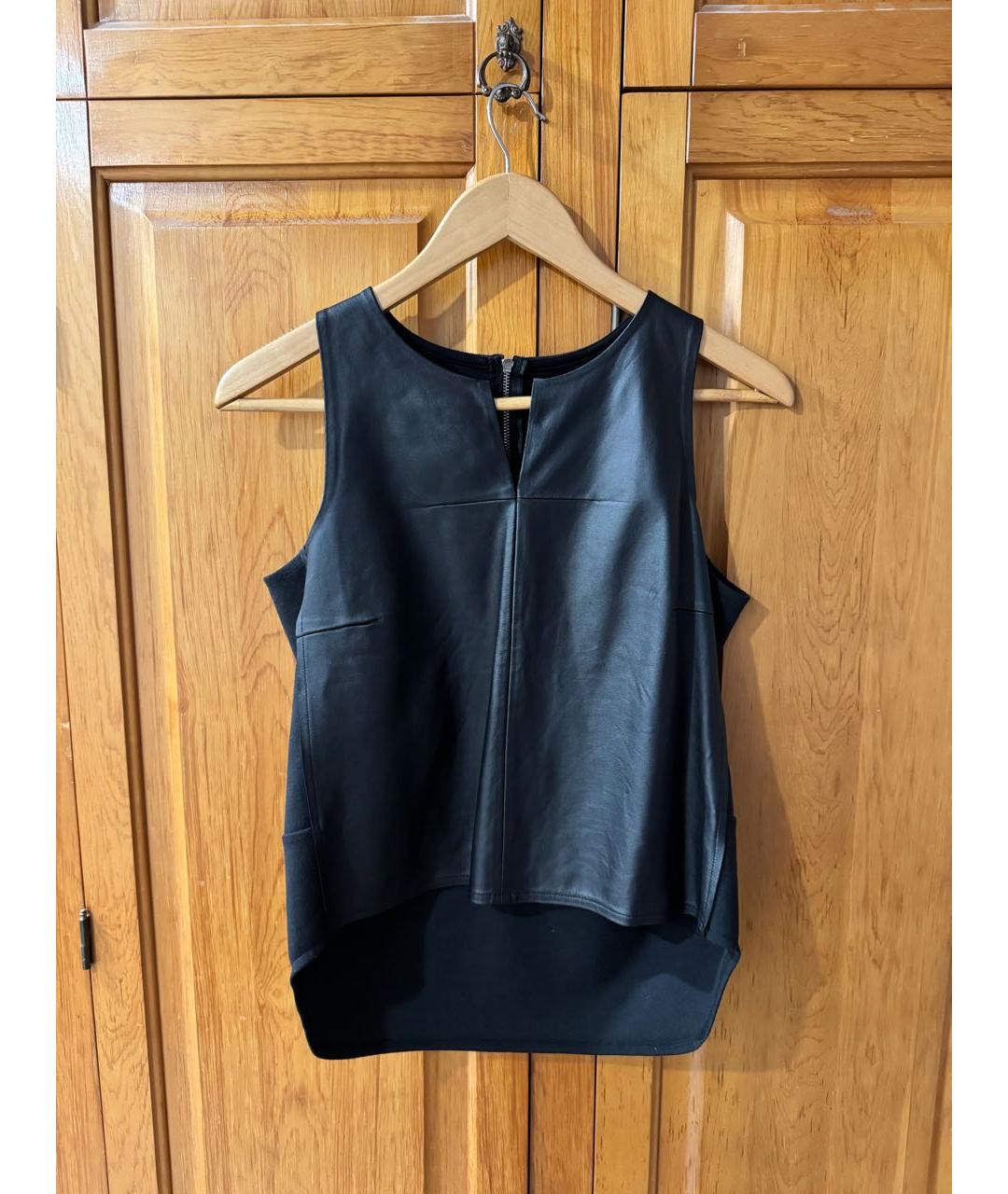 MM6 MAISON MARGIELA Черная кожаная майка, фото 5