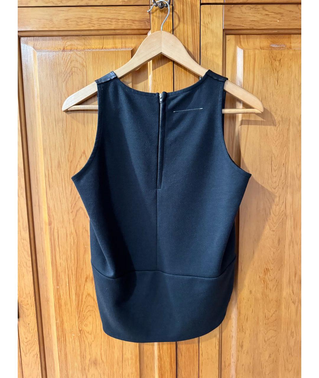 MM6 MAISON MARGIELA Черная кожаная майка, фото 2