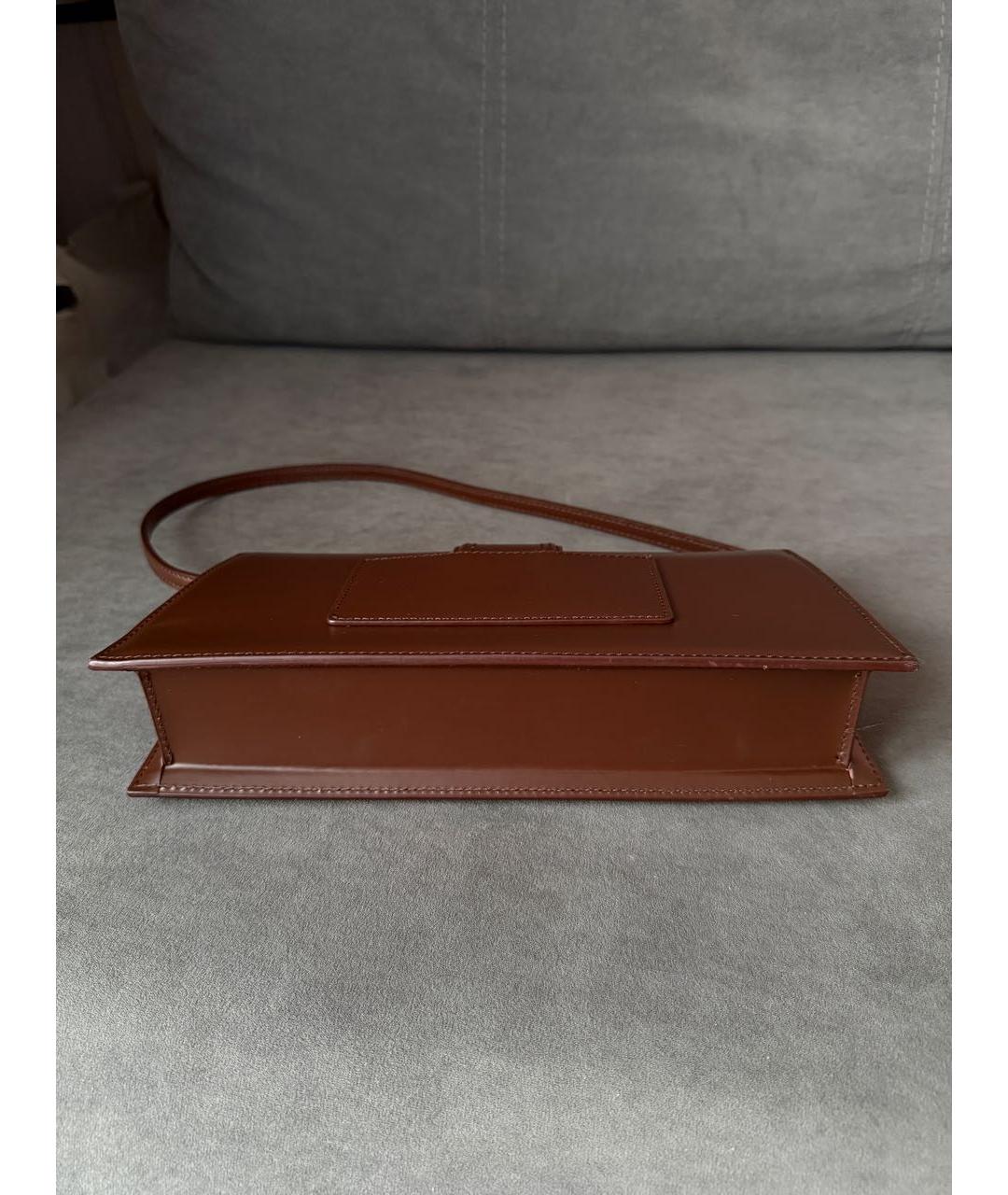 JACQUEMUS Коричневая сумка с короткими ручками из искусственной кожи, фото 5