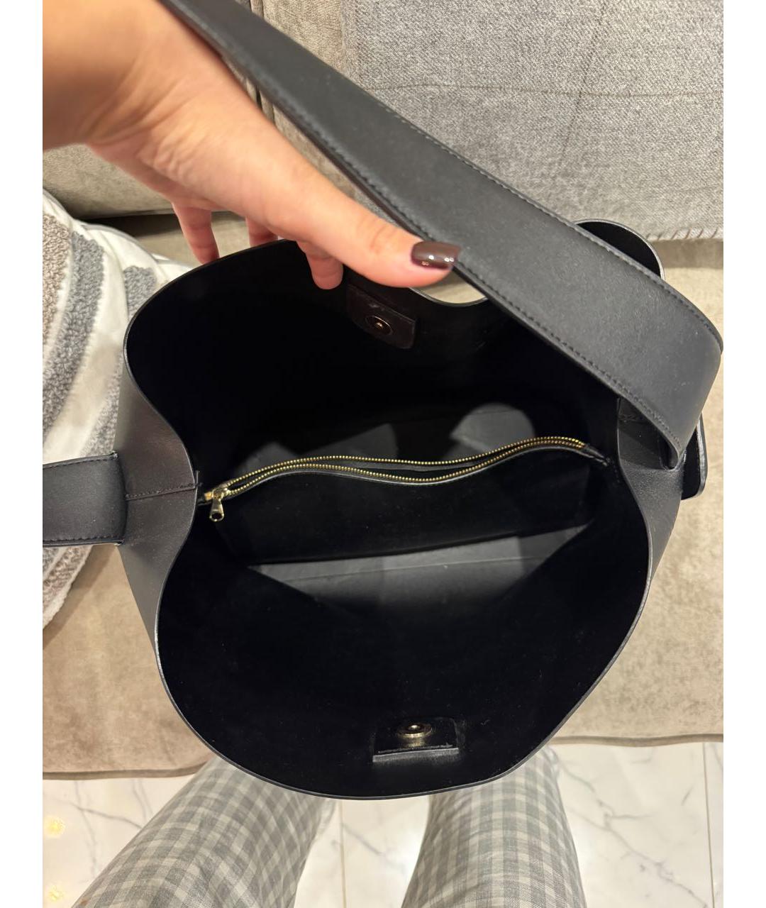 ARKET Черная кожаная сумка тоут, фото 2