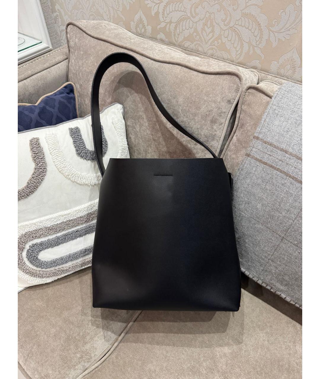 ARKET Черная кожаная сумка тоут, фото 5