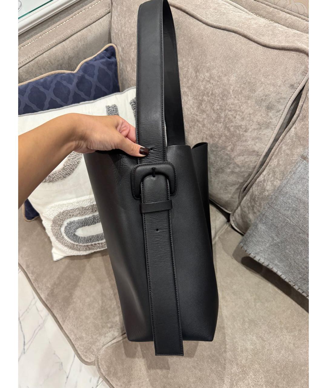 ARKET Черная кожаная сумка тоут, фото 4