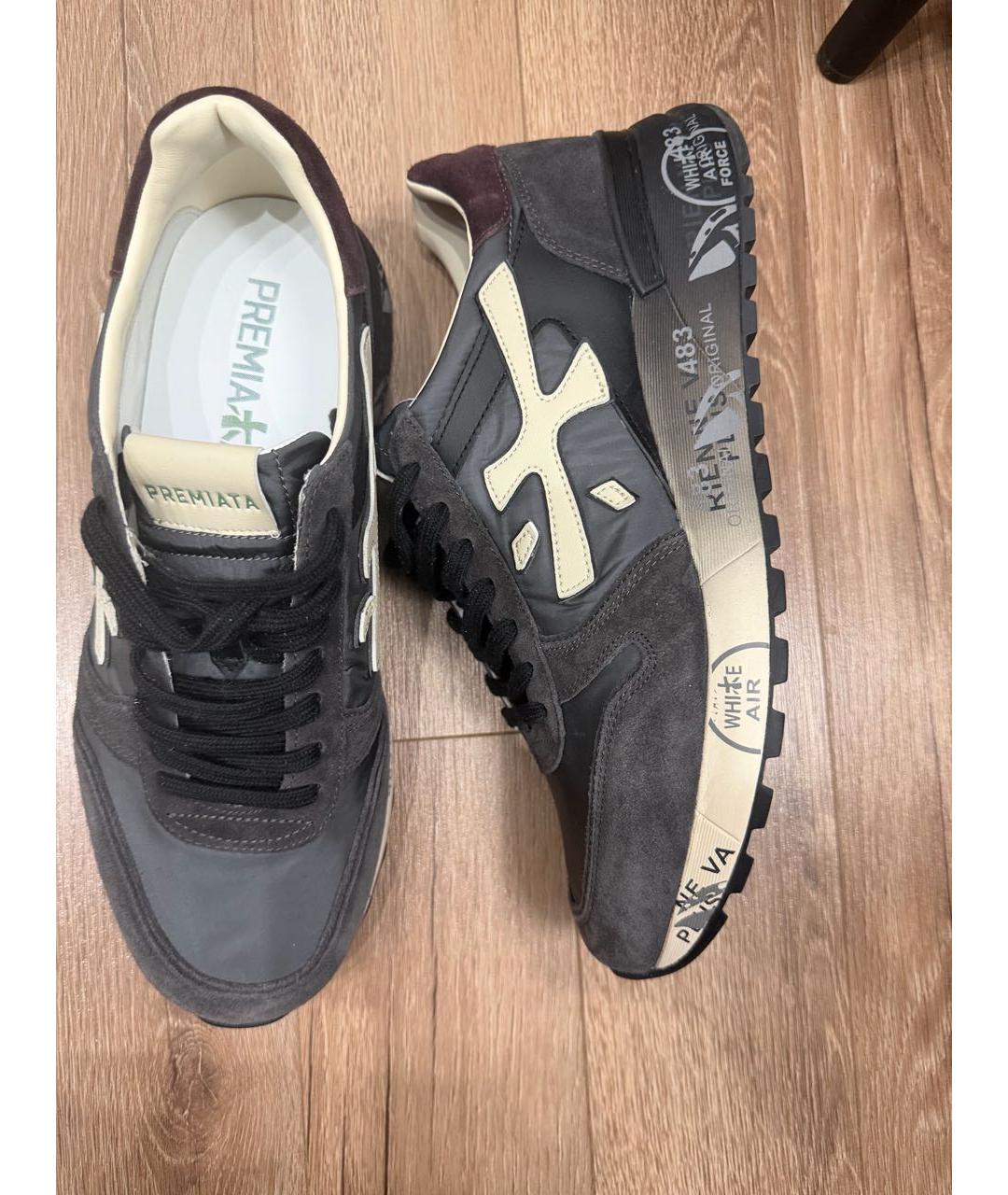 PREMIATA Антрацитовые текстильные низкие кроссовки / кеды, фото 2