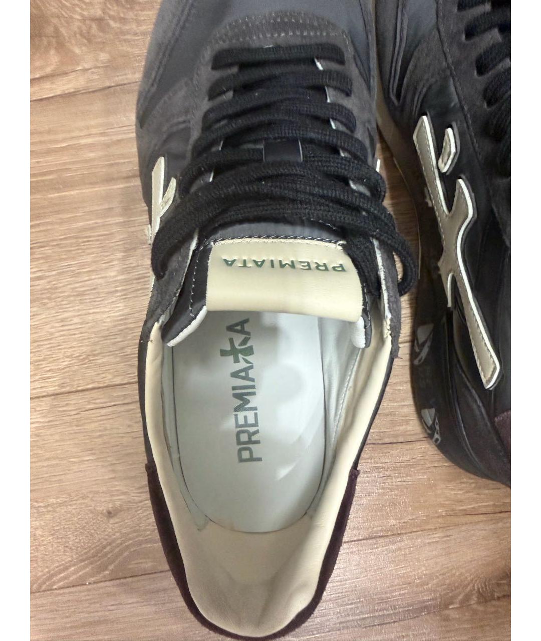 PREMIATA Антрацитовые текстильные низкие кроссовки / кеды, фото 3