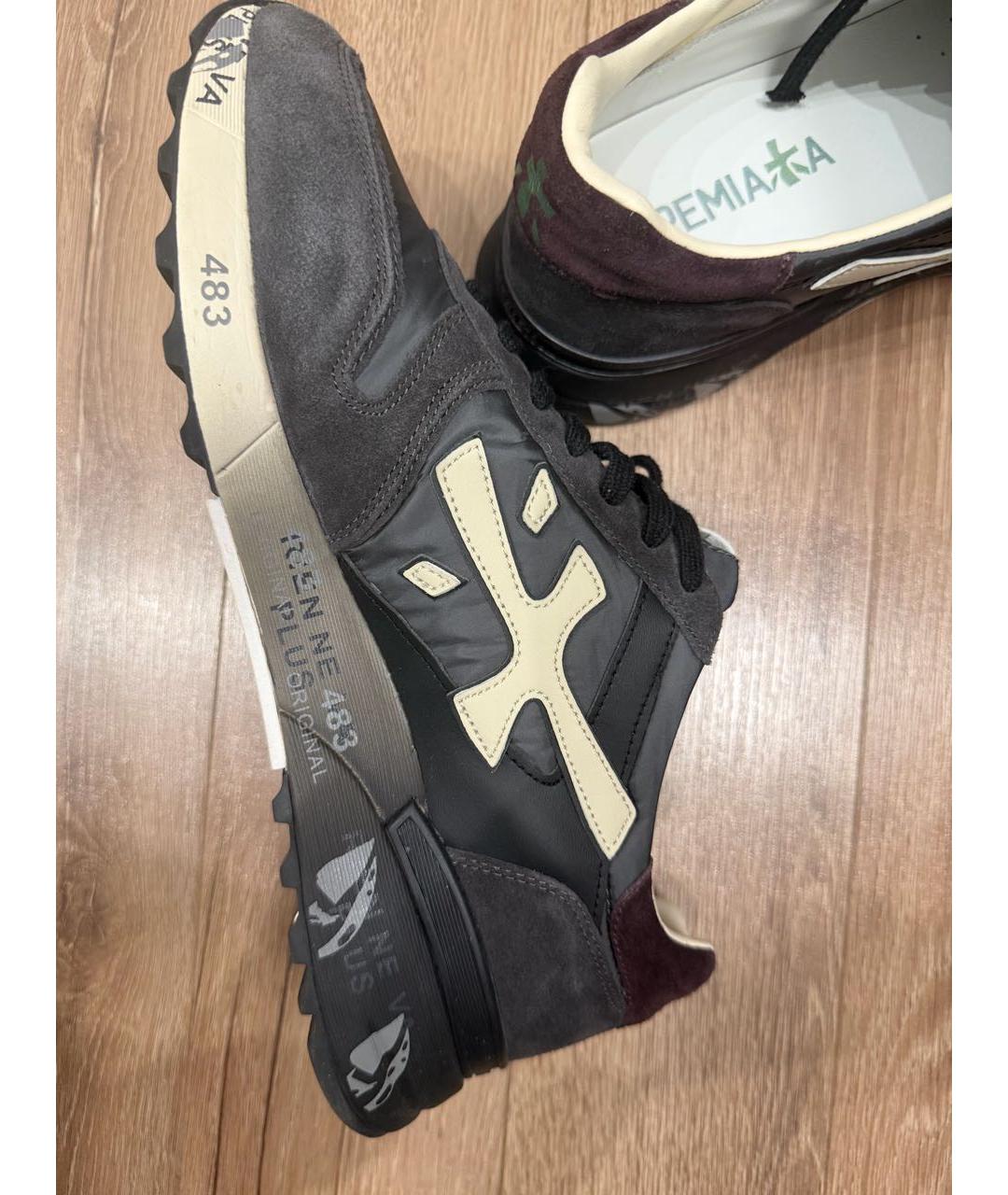 PREMIATA Антрацитовые текстильные низкие кроссовки / кеды, фото 6