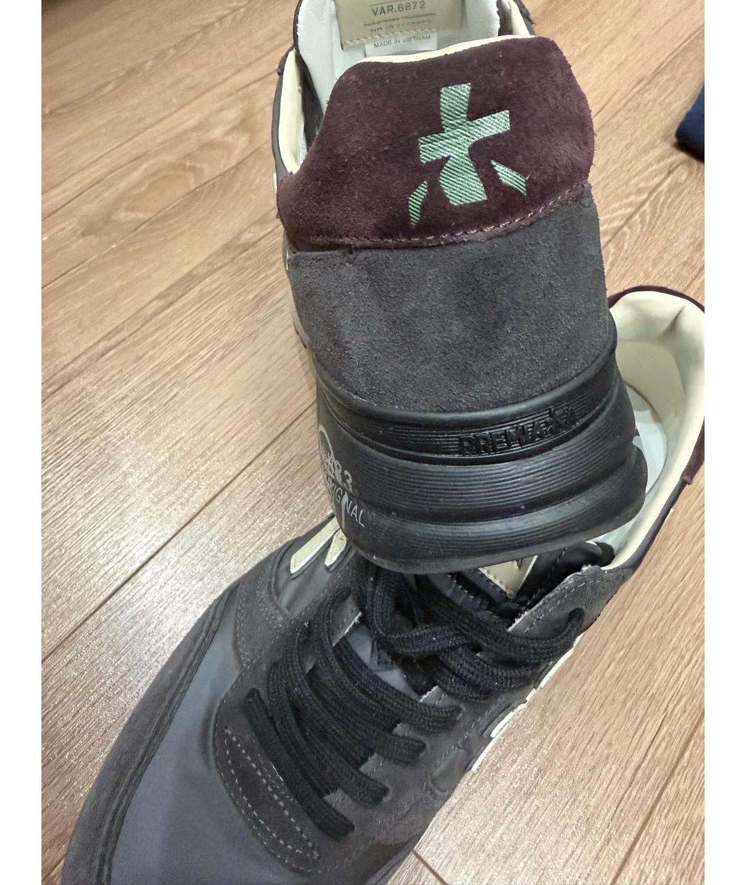 PREMIATA Антрацитовые текстильные низкие кроссовки / кеды, фото 4