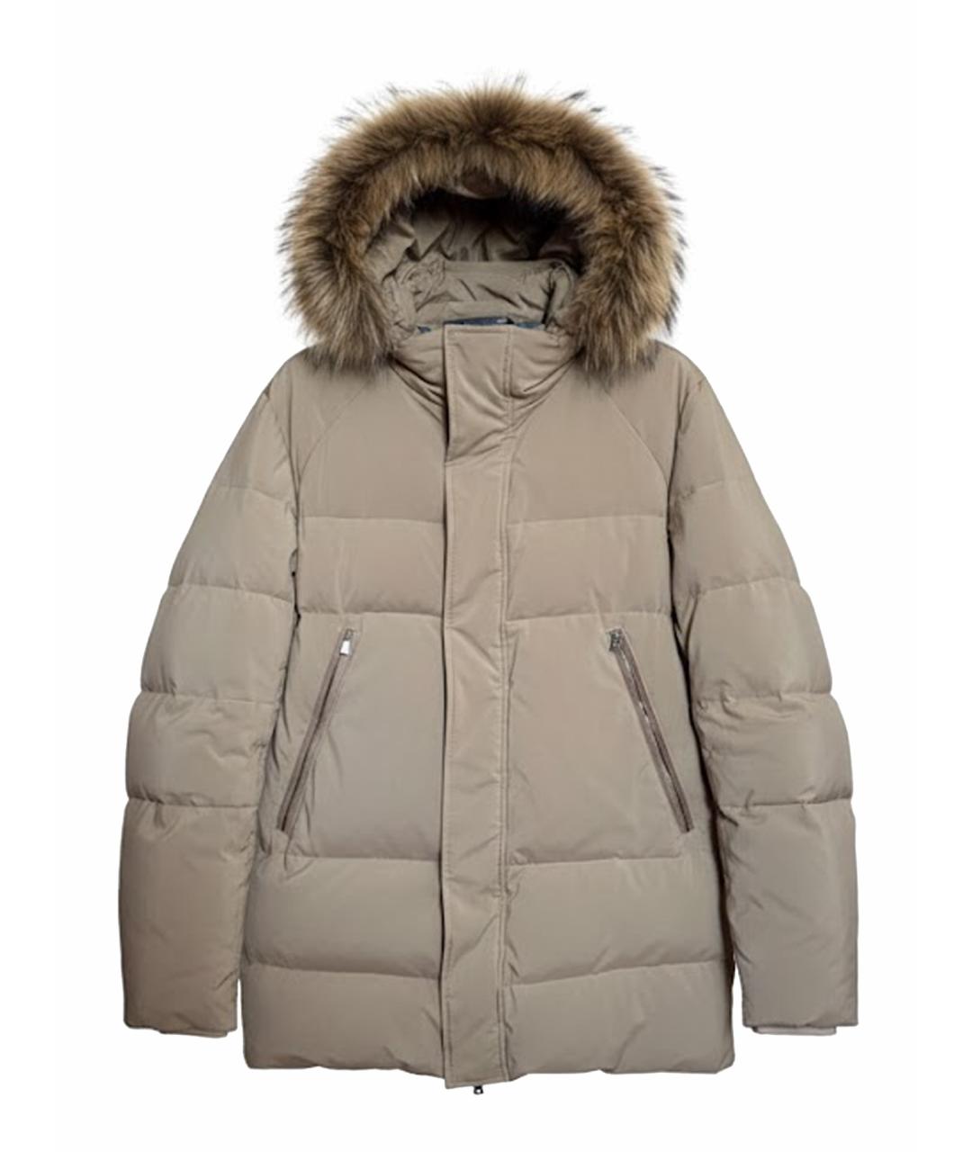 CORNELIANI Бежевый полиэстеровый пуховик, фото 1