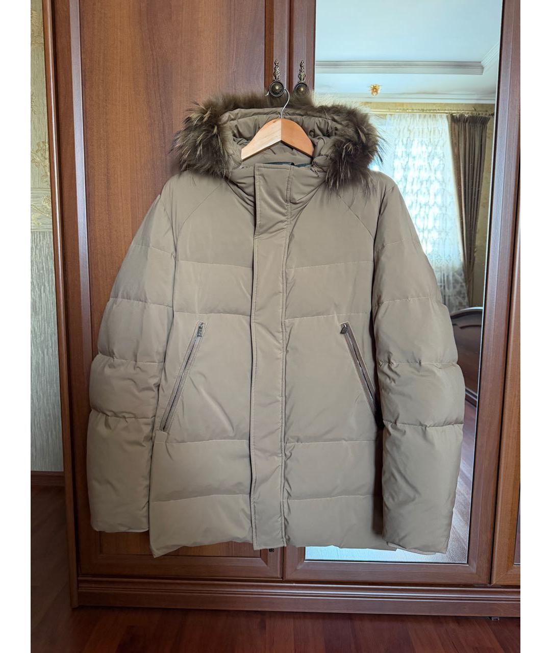 CORNELIANI Бежевый полиэстеровый пуховик, фото 9
