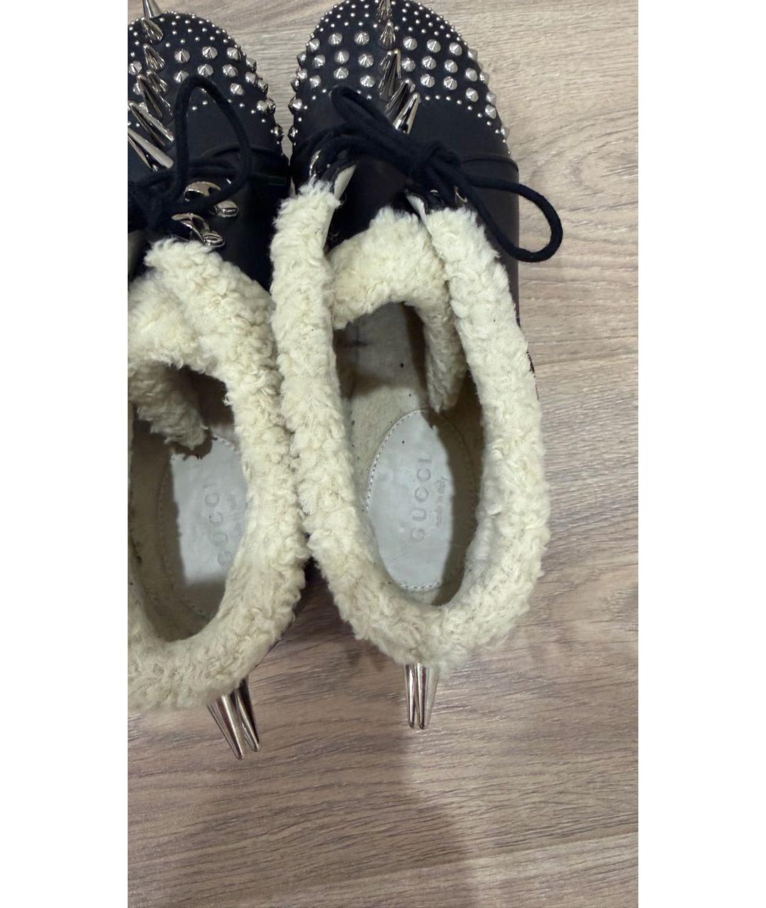 GUCCI Черные кожаные ботинки, фото 3