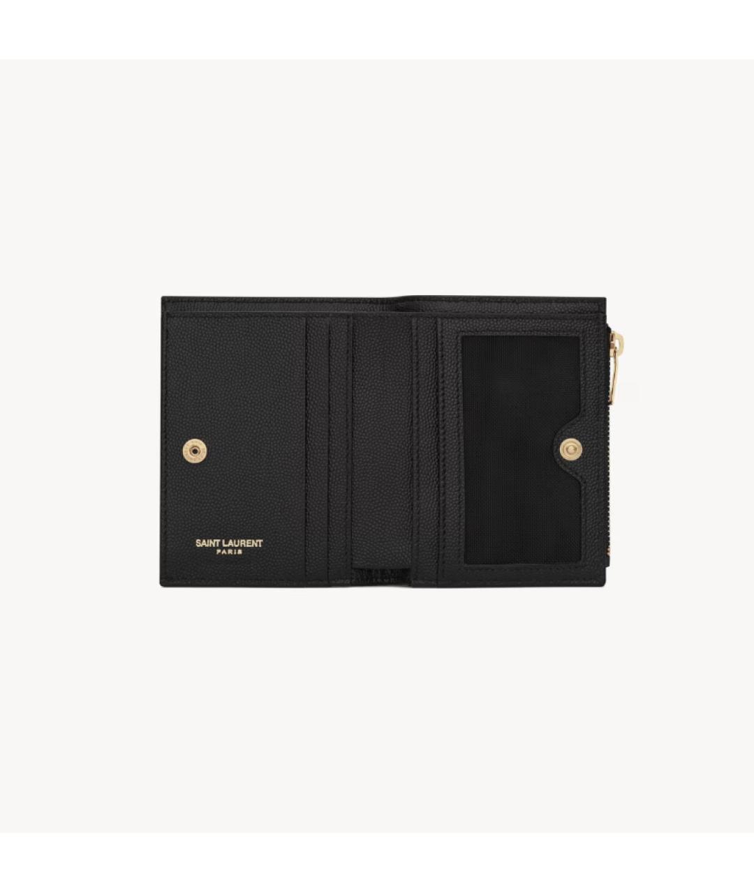 SAINT LAURENT Черный кожаный кардхолдер, фото 4