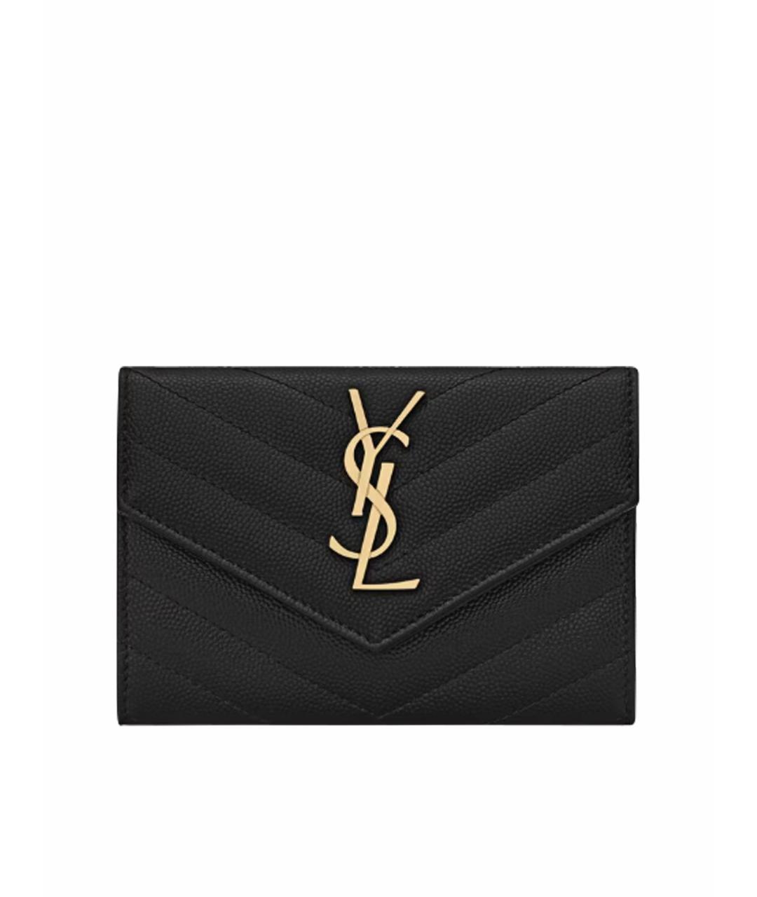 SAINT LAURENT Черный кожаный кошелек, фото 1