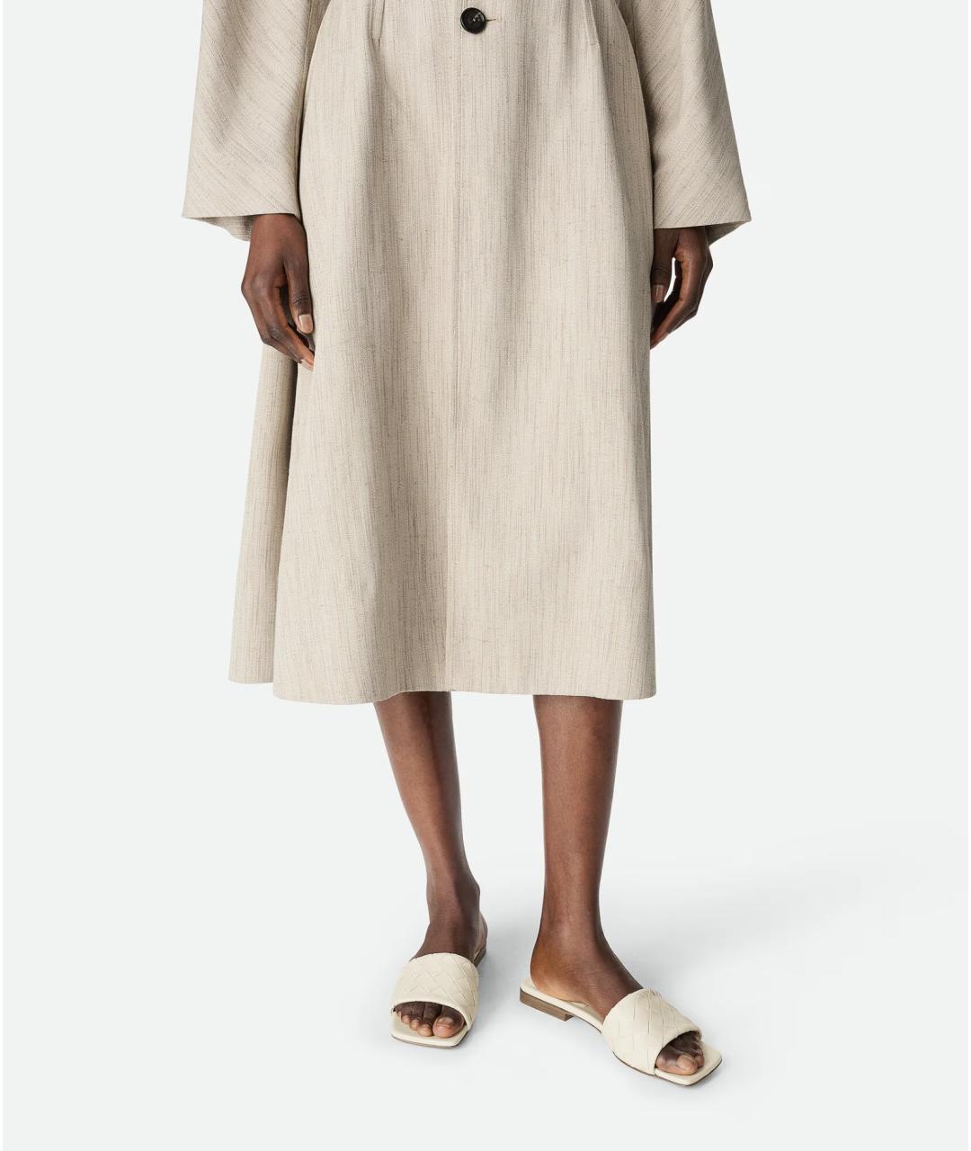 BOTTEGA VENETA Бежевые кожаные шлепанцы, фото 2