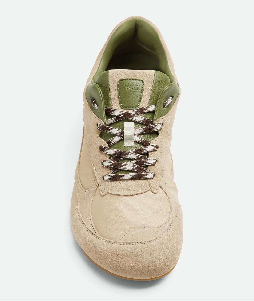 BOTTEGA VENETA Бежевые кожаные низкие кроссовки / кеды, фото 4