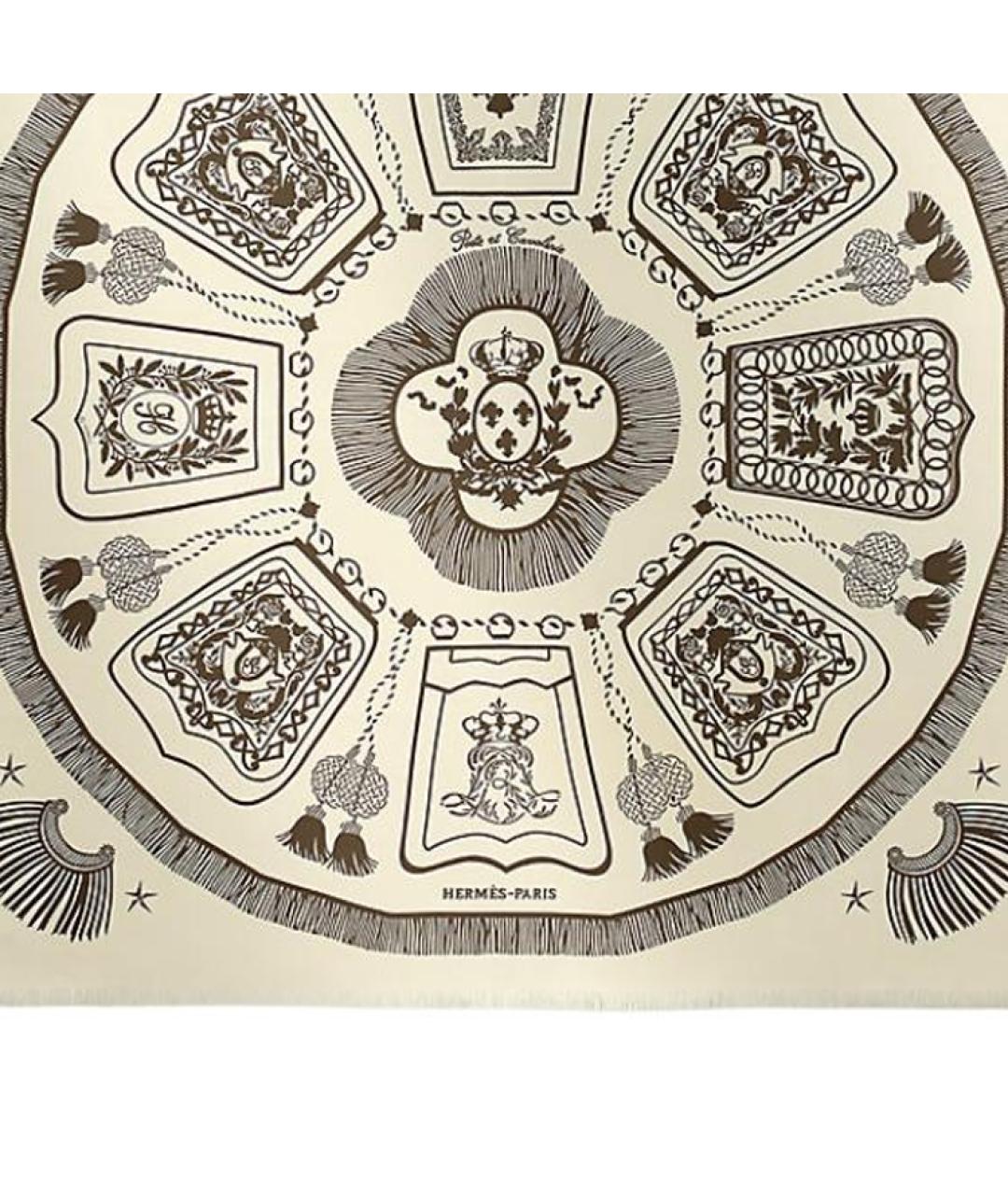 HERMES Бежевый шелковый шарф, фото 2