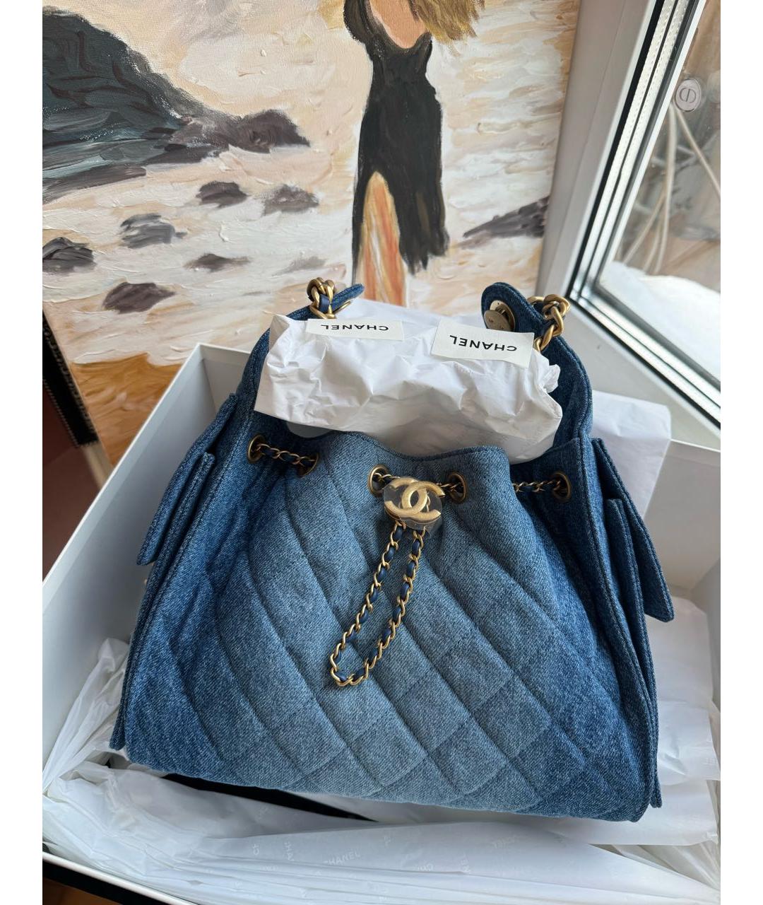 CHANEL Синяя деним сумка тоут, фото 2