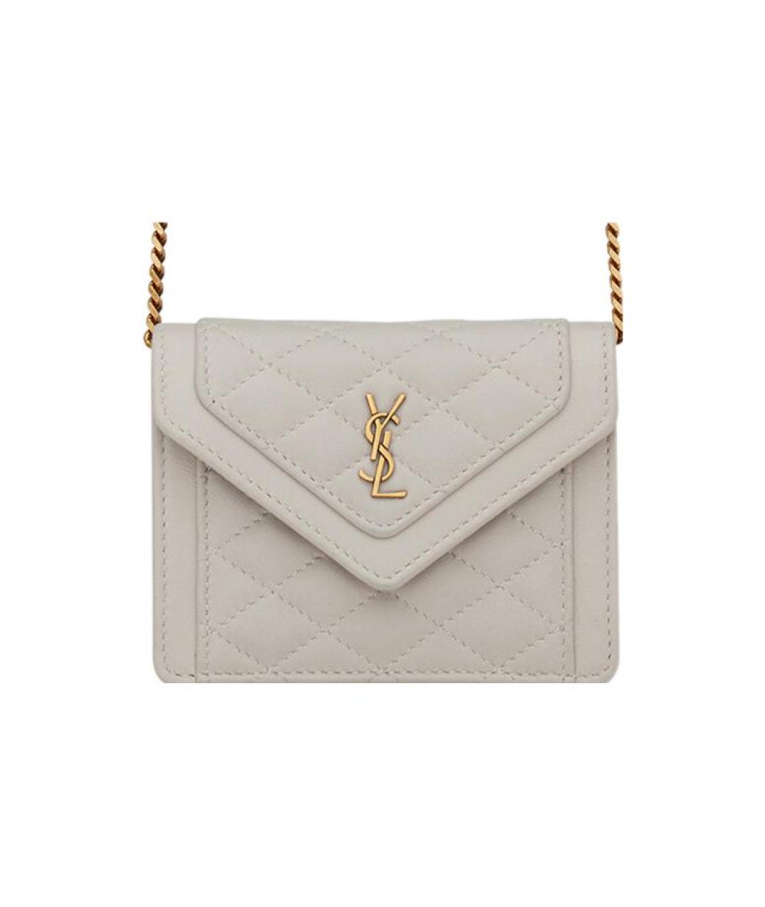 SAINT LAURENT Бежевая кожаная сумка через плечо, фото 1
