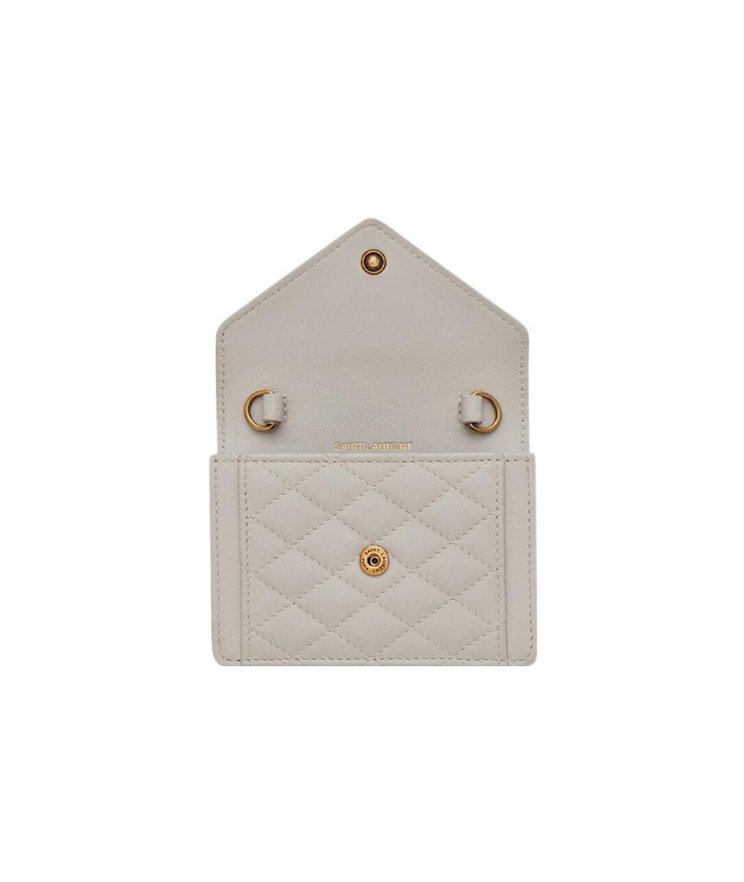 SAINT LAURENT Бежевая кожаная сумка через плечо, фото 2