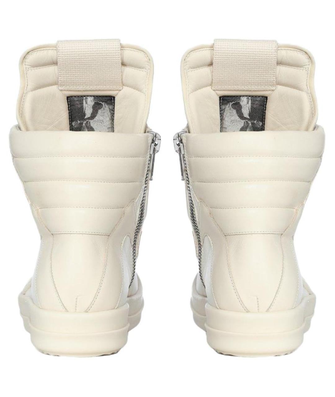 RICK OWENS Белые кожаные высокие кроссовки / кеды, фото 5