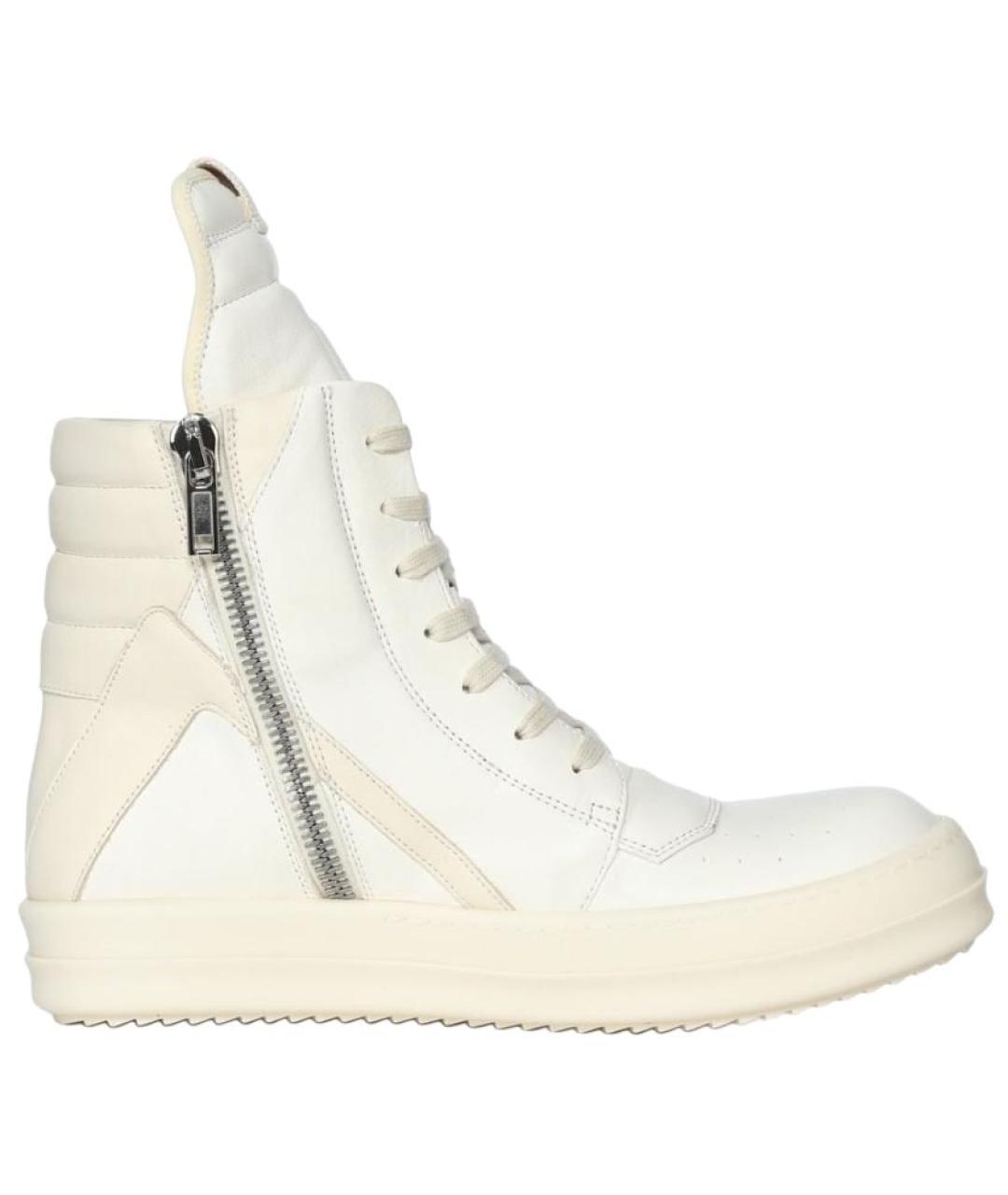 RICK OWENS Белые кожаные высокие кроссовки / кеды, фото 1